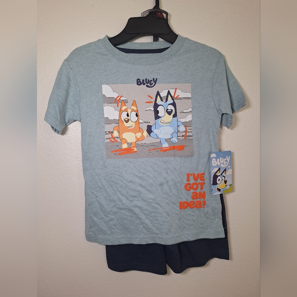 Bluey Light Blue Graphic Short Sleeve Kids Tee Set by Bluey